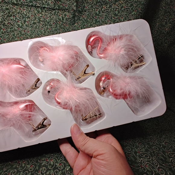 Dillard's Blown Glass Pink Flamingo Clip Christmas Ornament Box Of 6 - Picture 9 of 11